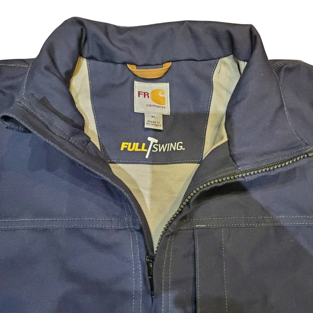 Carhartt FR Full‎ Swing Quick Duck Jacket Men's XL Navy Blue NFPA 2112 Workwear